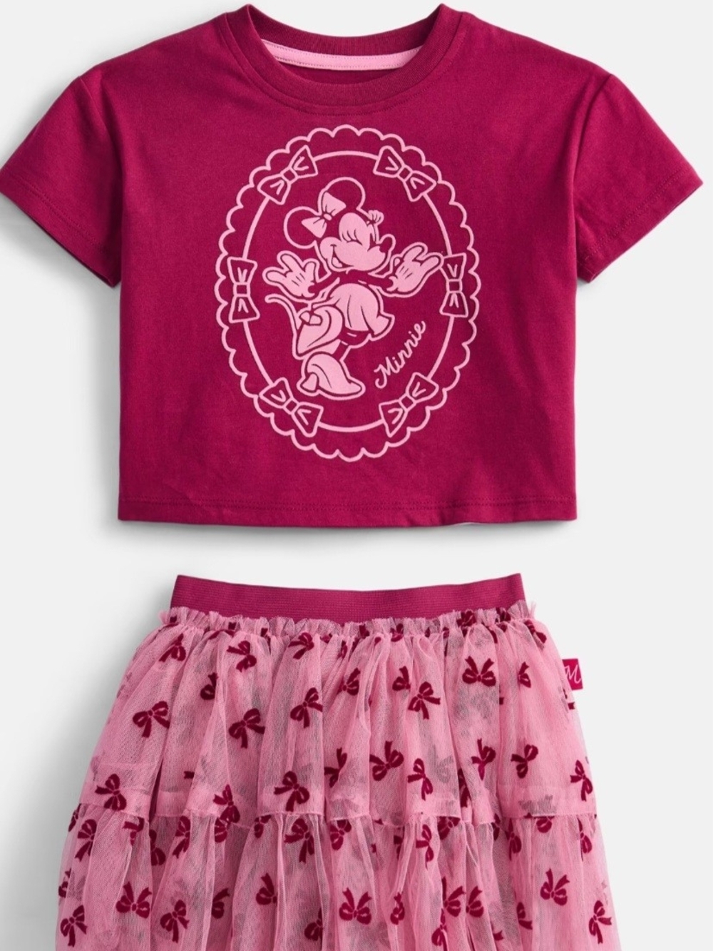 Disney Pink & Magenta Minnie Mouse T-Shirt and Tulle Skirt Set